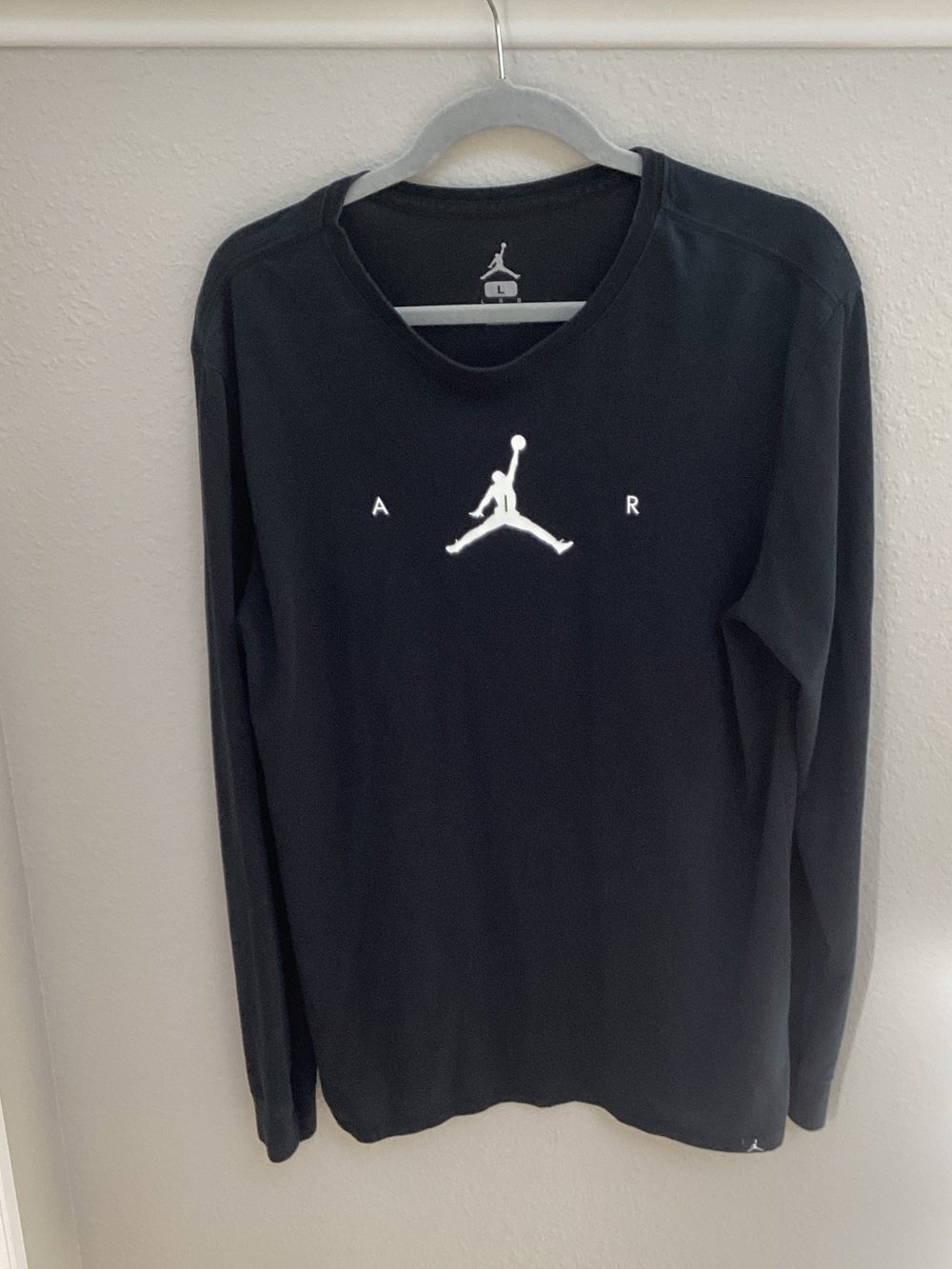 Jordan Black Long-Sleeve Shirt with White Jumpman AIR Logo